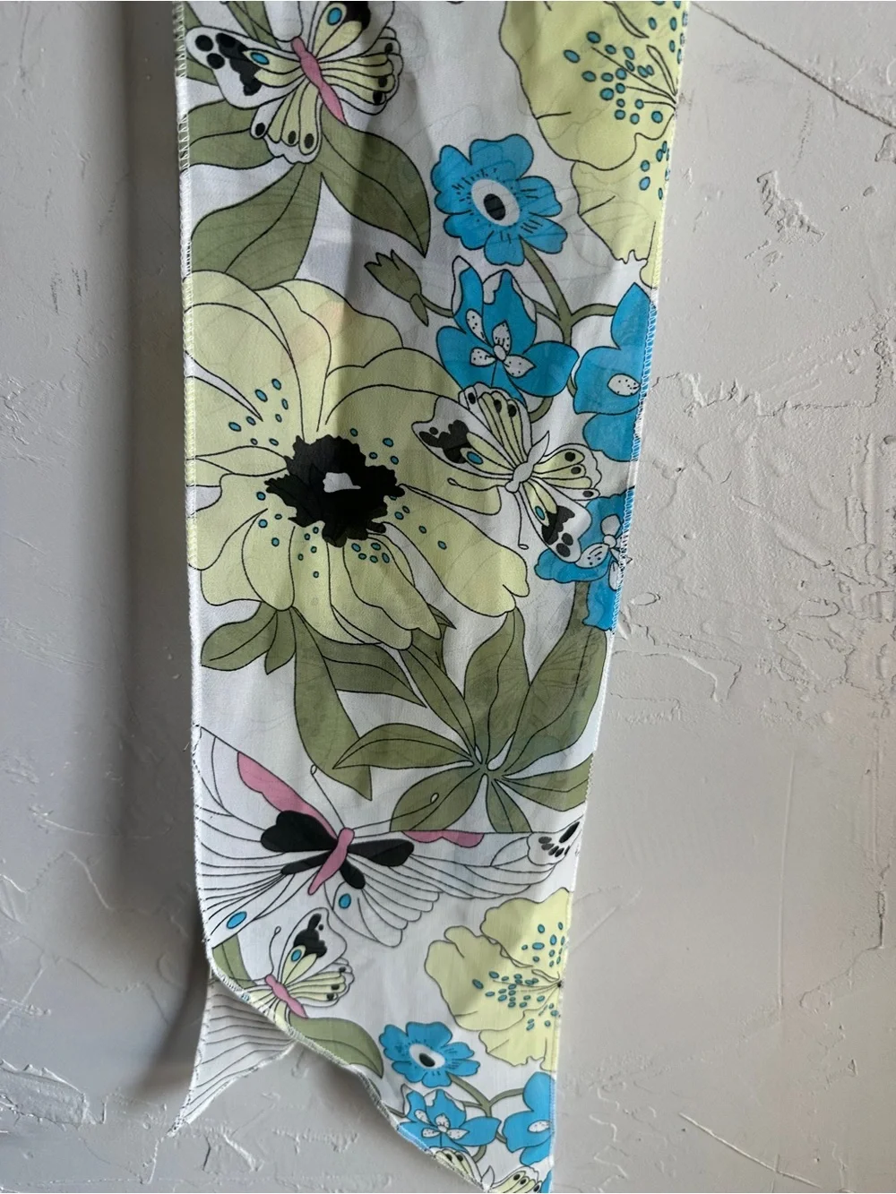 Floral Butterfly Oblong Scarf Cottagecore Botanical Garden Spring Retro Sheer
